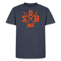 SPOD Männer Premium T-Shirt | Spreadshirt 812 Jeansblau / S SoB Cross - Neonorange Männer Premium T-Shirt E-Bike-Community