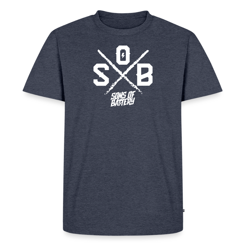 SPOD Männer Premium T-Shirt | Spreadshirt 812 Jeansblau / S Sons of Battery - Cross - Männer Premium T-Shirt E-Bike-Community
