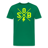 SPOD Männer Premium T-Shirt | Spreadshirt 812 Kelly Green / S Cross - Neongelb - Männer Premium T-Shirt E-Bike-Community