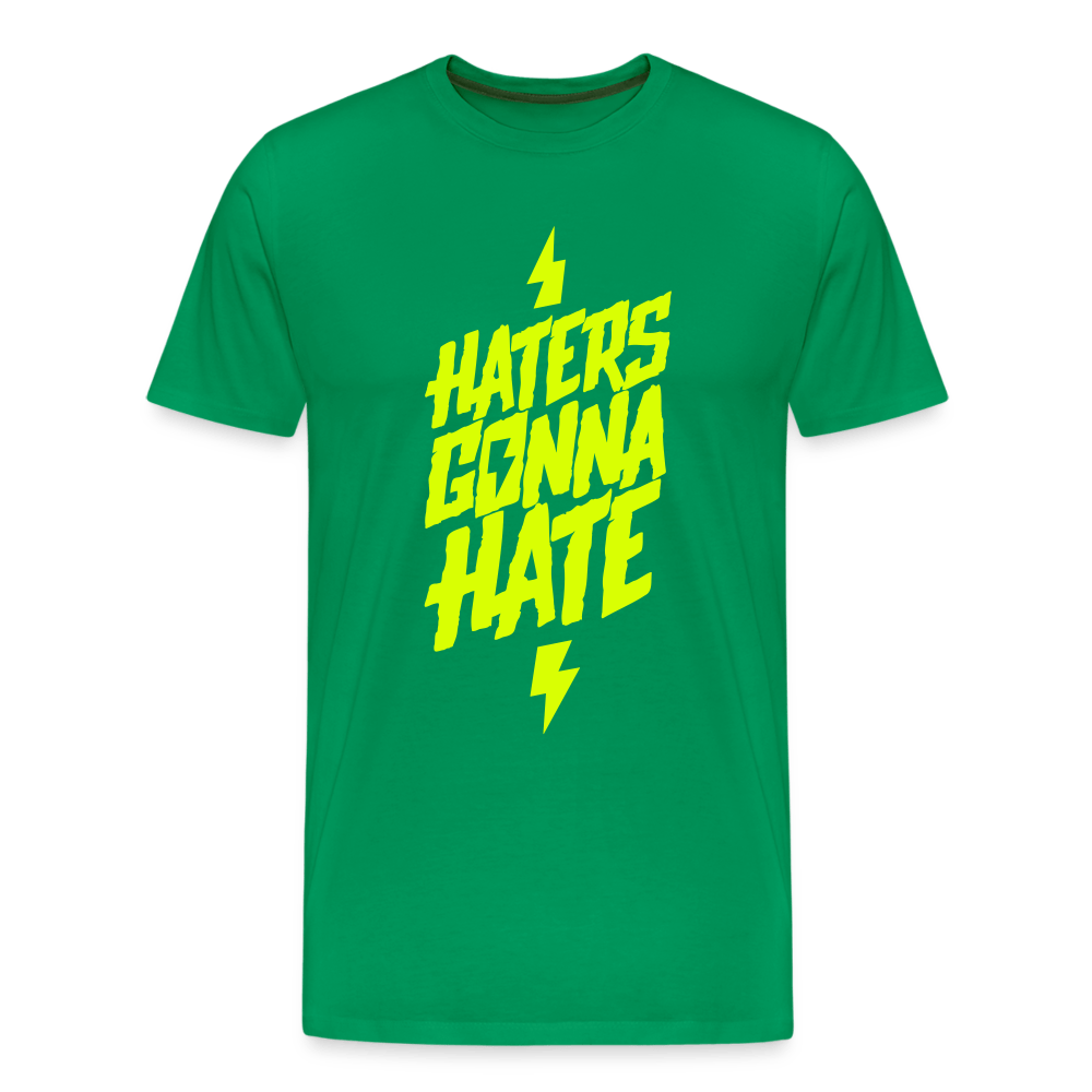 SPOD Männer Premium T-Shirt | Spreadshirt 812 Kelly Green / S Haters gonna Hate - Neongelb - Männer Premium T-Shirt E-Bike-Community