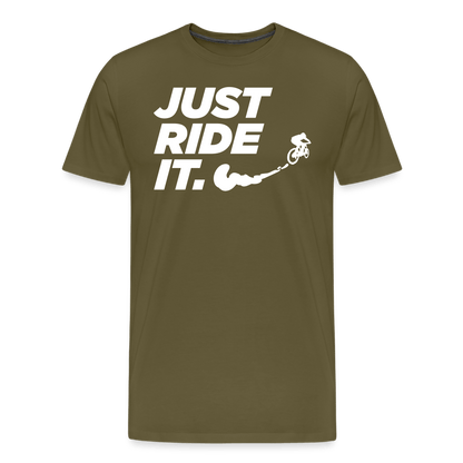 SPOD Männer Premium T-Shirt | Spreadshirt 812 Khaki / S Just Ride it - Männer Premium T-Shirt E-Bike-Community