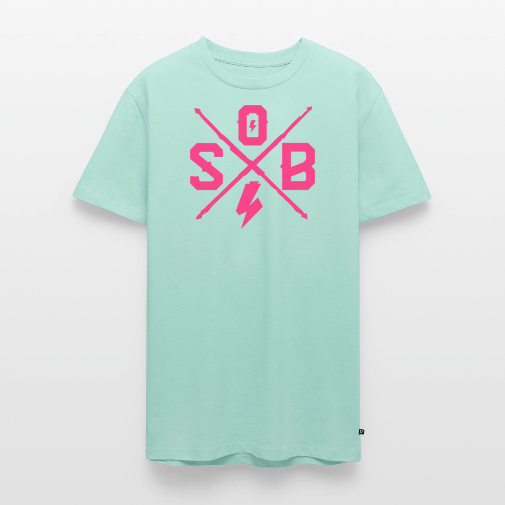 SPOD Männer Premium T-Shirt | Spreadshirt 812 Mint  / S Cross - Neonpink - Männer Premium T-Shirt E-Bike-Community