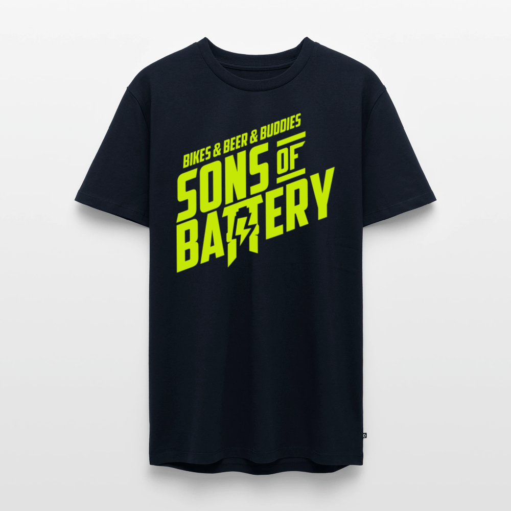 SPOD Männer Premium T-Shirt | Spreadshirt 812 Navy / S 3B - BIKES BEER BUDDIES - Neongelb - SONS OF BATTERY Premium E-Bike-Community