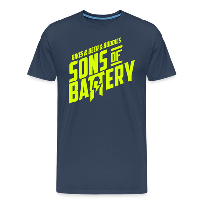 SPOD Männer Premium T-Shirt | Spreadshirt 812 Navy / S 3B - BIKES BEER BUDDIES - Neongelb - SONS OF BATTERY Premium E-Bike-Community