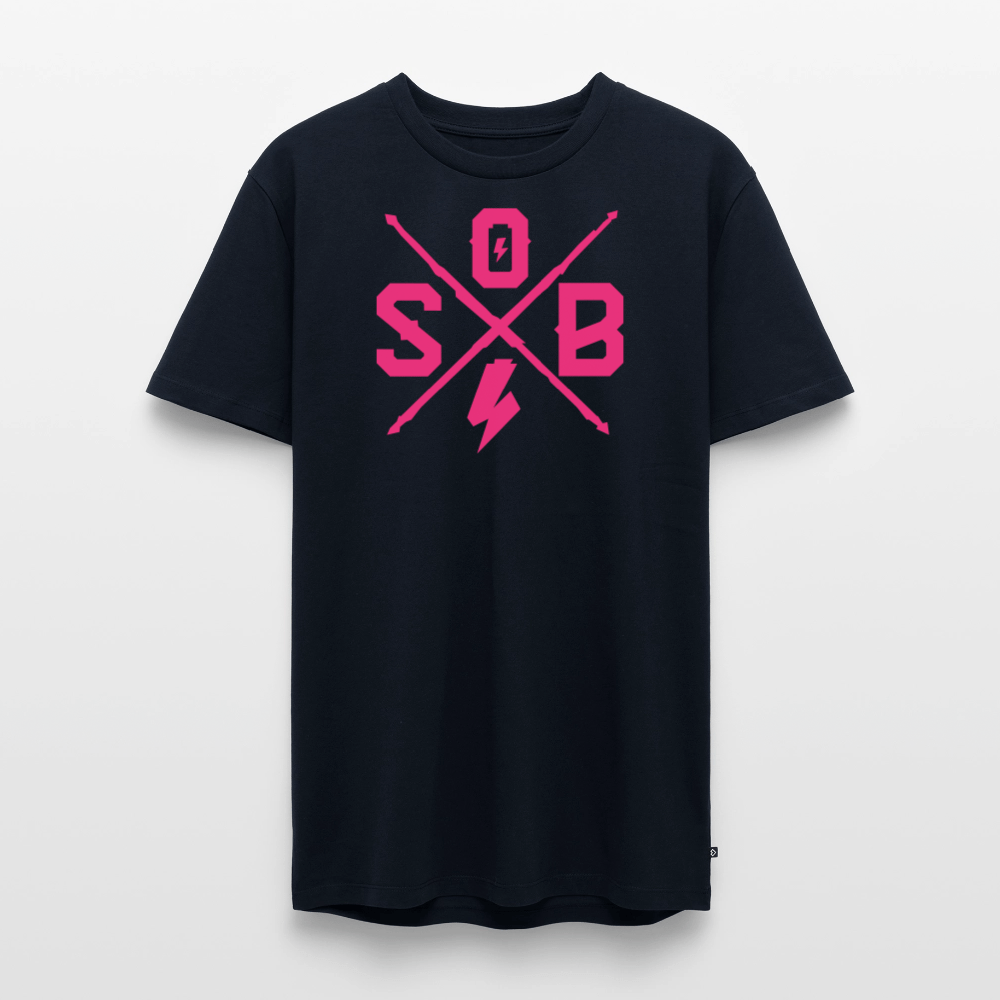 SPOD Männer Premium T-Shirt | Spreadshirt 812 Navy / S Cross - Neonpink - Männer Premium T-Shirt E-Bike-Community