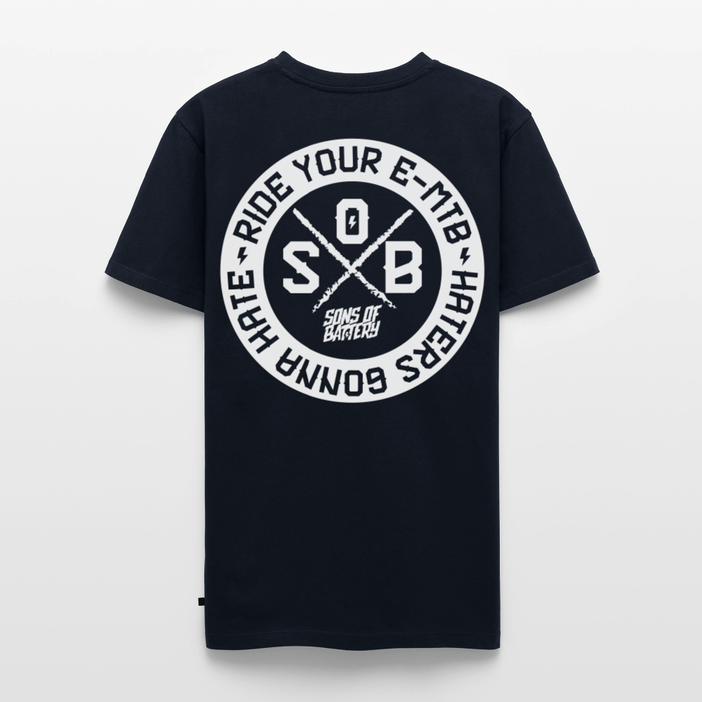 SPOD Männer Premium T-Shirt | Spreadshirt 812 Navy / S "Haters" - SONS OF BATTERY - Männer Premium T-Shirt E-Bike-Community