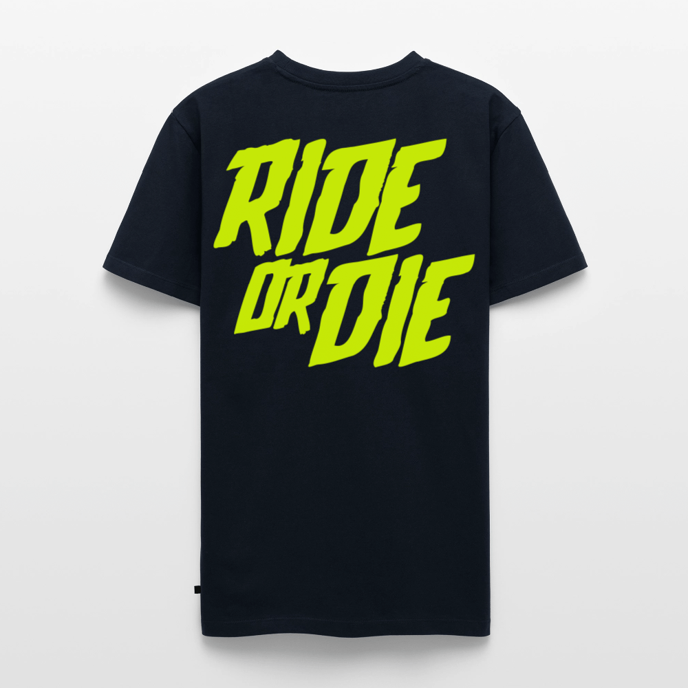 SPOD Männer Premium T-Shirt | Spreadshirt 812 Navy / S Ride or Die - Neongelb - Männer Premium T-Shirt E-Bike-Community