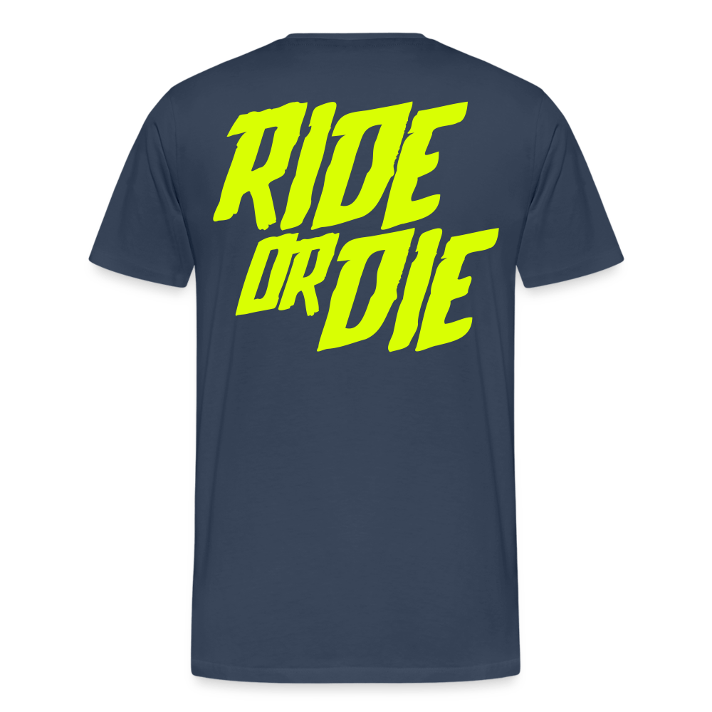 SPOD Männer Premium T-Shirt | Spreadshirt 812 Navy / S Ride or Die - Neongelb - Männer Premium T-Shirt E-Bike-Community