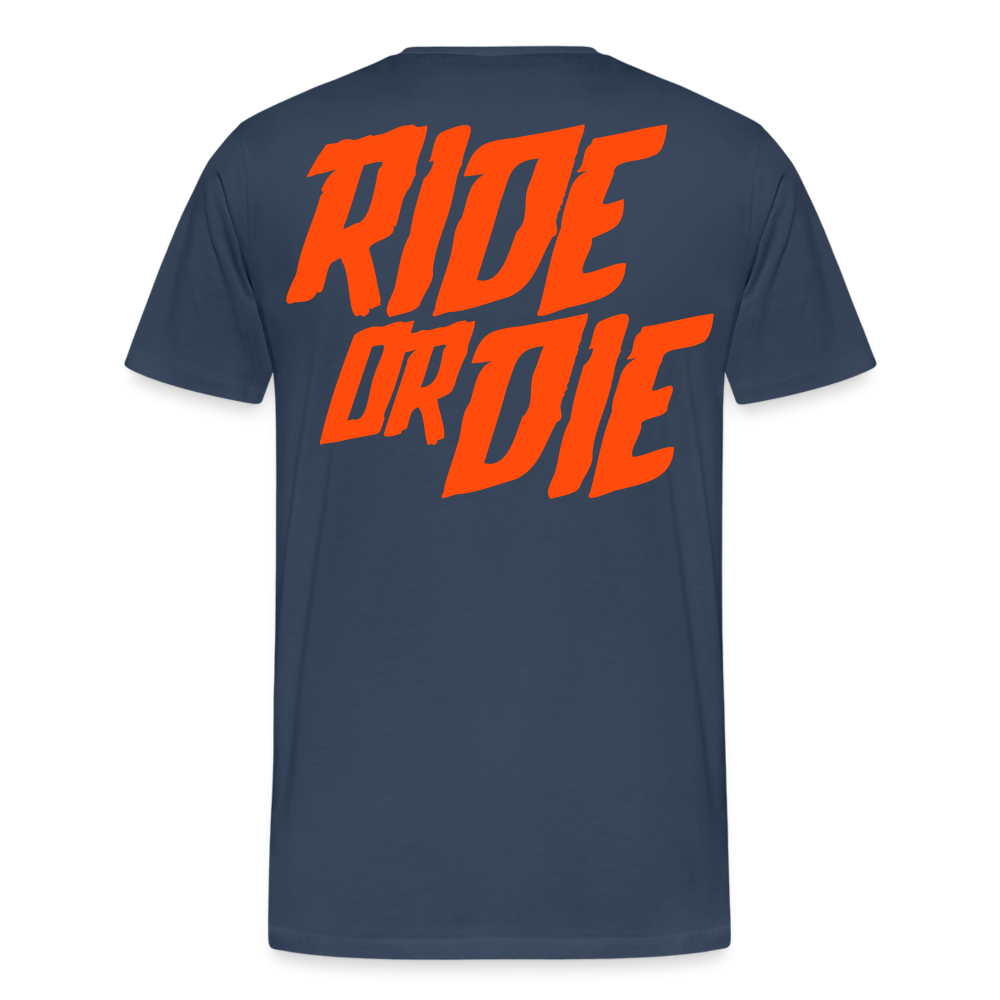 SPOD Männer Premium T-Shirt | Spreadshirt 812 Navy / S Ride or Die - Neonorange - Männer Premium T-Shirt E-Bike-Community