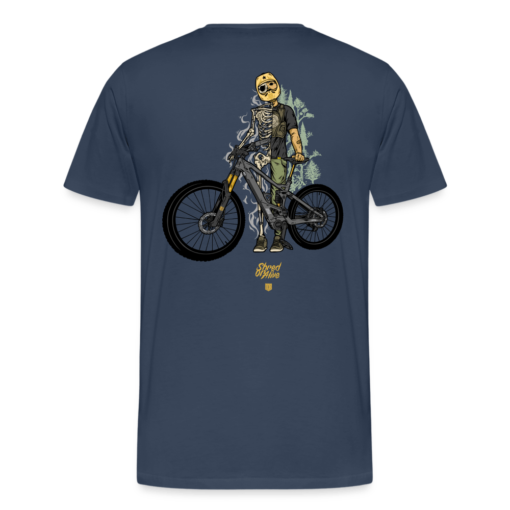 SPOD Männer Premium T-Shirt | Spreadshirt 812 Navy / S Shred or Alive - Männer Premium T-Shirt E-Bike-Community