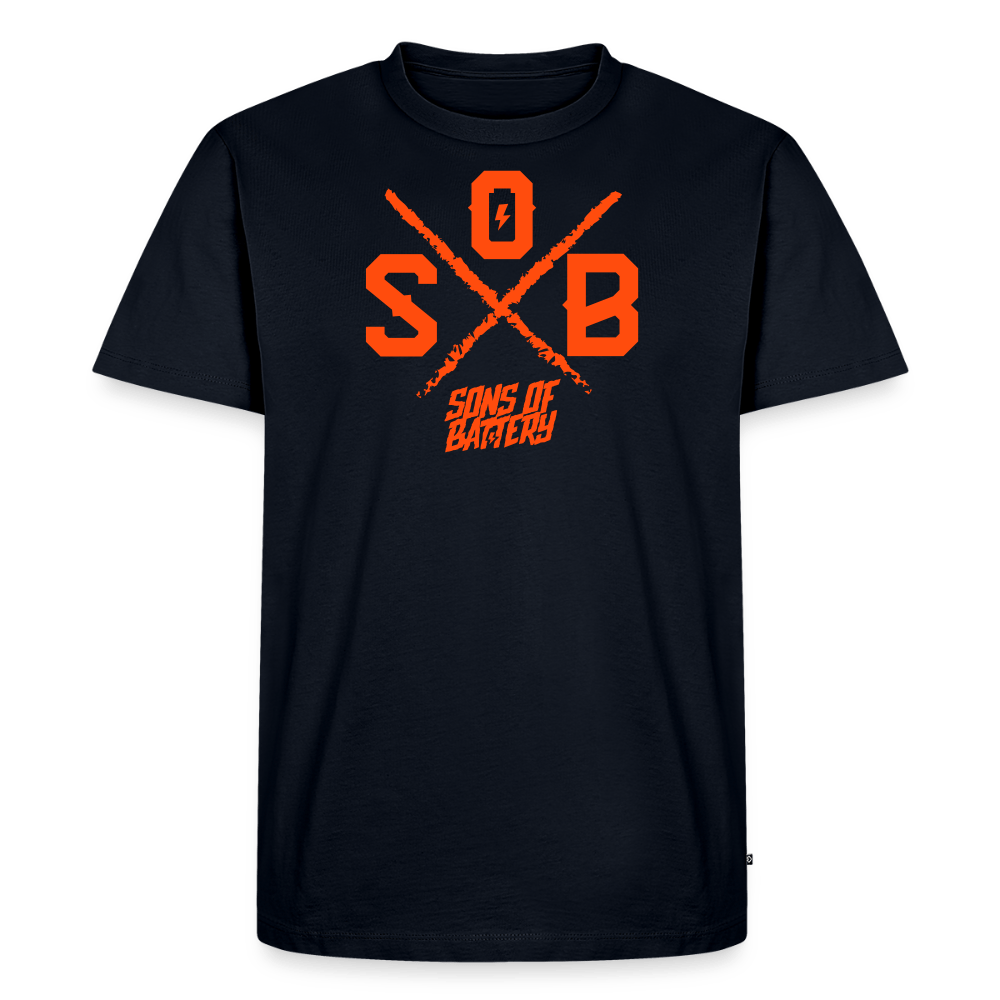 SPOD Männer Premium T-Shirt | Spreadshirt 812 Navy / S SoB Cross - Neonorange Männer Premium T-Shirt E-Bike-Community