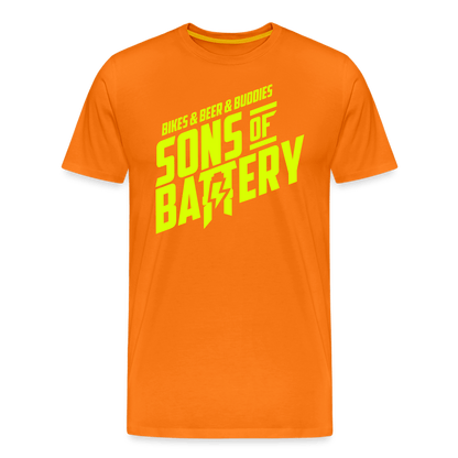 SPOD Männer Premium T-Shirt | Spreadshirt 812 Orange / S 3B - BIKES BEER BUDDIES - Neongelb - SONS OF BATTERY Premium E-Bike-Community