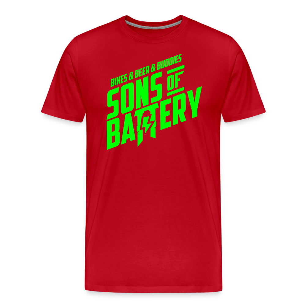 SPOD Männer Premium T-Shirt | Spreadshirt 812 Rot / S 3B - BIKES BEER BUDDIES - SONS OF BATTERYMänner Premium T-Shirt E-Bike-Community