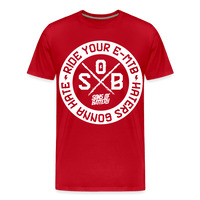SPOD Männer Premium T-Shirt | Spreadshirt 812 Rot / S "Haters Front" - Sons of Battery - Männer Premium T-Shirt E-Bike-Community