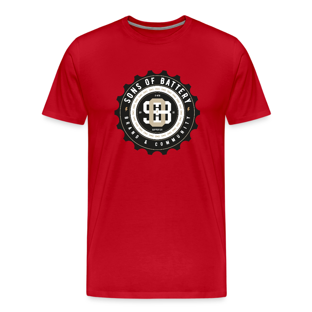 SPOD Männer Premium T-Shirt | Spreadshirt 812 Rot / S Sons of Battery EMTB SUPPORT 21 - Men’s Premium T-Shirt E-Bike-Community