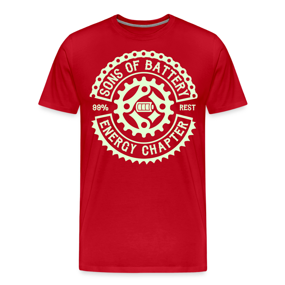 SPOD Männer Premium T-Shirt | Spreadshirt 812 Rot / S Sons of Battery Rocker Classic - Glow in the Dark -Männer Premium T-Shirt E-Bike-Community