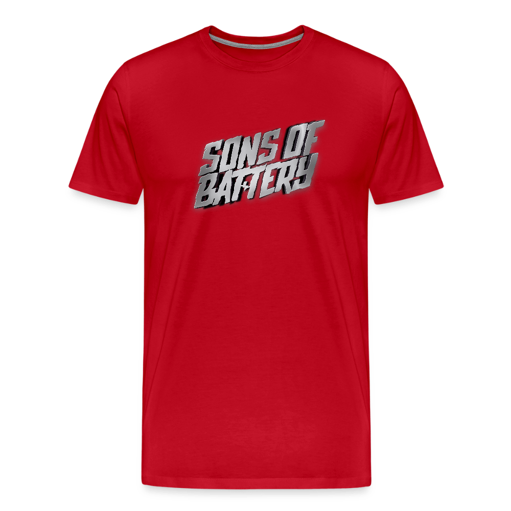SPOD Männer Premium T-Shirt | Spreadshirt 812 Rot / S SONS OF BATTERY - Signature 3D - Männer Premium T-Shirt E-Bike-Community