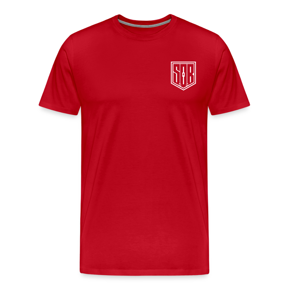 SPOD Männer Premium T-Shirt | Spreadshirt 812 Rot / S SONS OF BATTERY - SOB Outline E-Bike-Community