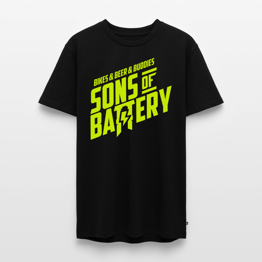 SPOD Männer Premium T-Shirt | Spreadshirt 812 Schwarz / S 3B - BIKES BEER BUDDIES - Neongelb - SONS OF BATTERY Premium E-Bike-Community
