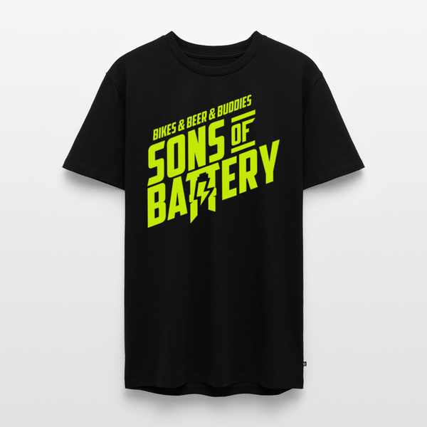 SPOD Männer Premium T-Shirt | Spreadshirt 812 Schwarz / S 3B - BIKES BEER BUDDIES - Neongelb - SONS OF BATTERY Premium E-Bike-Community