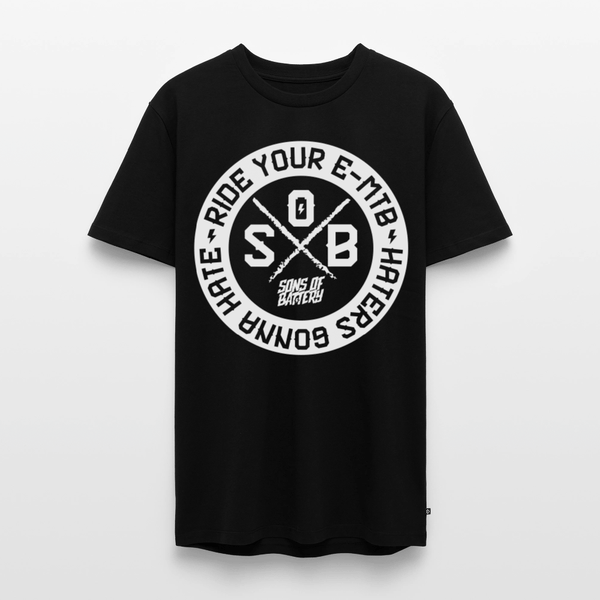 SPOD Männer Premium T-Shirt | Spreadshirt 812 Schwarz / S "Haters Front" - Sons of Battery - Männer Premium T-Shirt E-Bike-Community