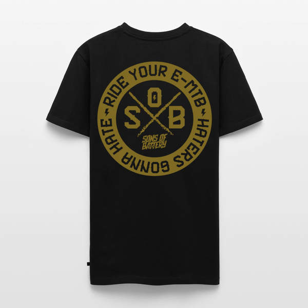 SPOD Männer Premium T-Shirt | Spreadshirt 812 Schwarz / S "Haters" - Gold - Sons of Battery - Männer Premium T-Shirt E-Bike-Community