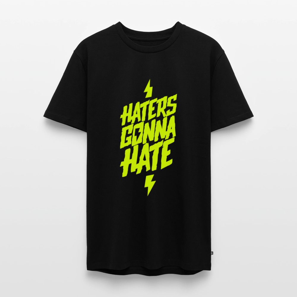 SPOD Männer Premium T-Shirt | Spreadshirt 812 Schwarz / S Haters gonna Hate - Neongelb - Männer Premium T-Shirt E-Bike-Community
