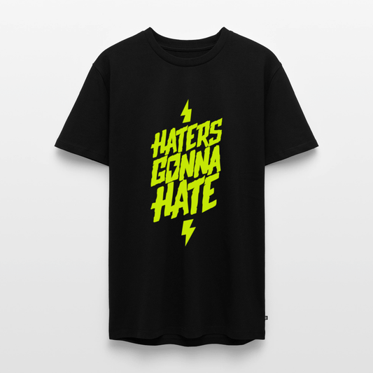 SPOD Männer Premium T-Shirt | Spreadshirt 812 Schwarz / S Haters gonna Hate - Neongelb - Männer Premium T-Shirt E-Bike-Community