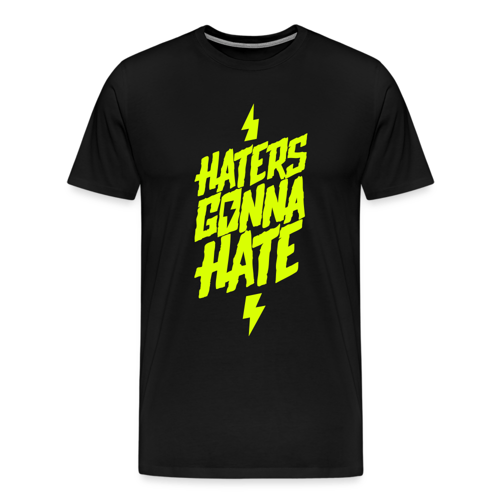 SPOD Männer Premium T-Shirt | Spreadshirt 812 Schwarz / S Haters gonna Hate - Neongelb - Männer Premium T-Shirt E-Bike-Community