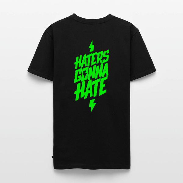 SPOD Männer Premium T-Shirt | Spreadshirt 812 Schwarz / S Haters gonna Hate - Neongrün - Männer Premium T-Shirt E-Bike-Community