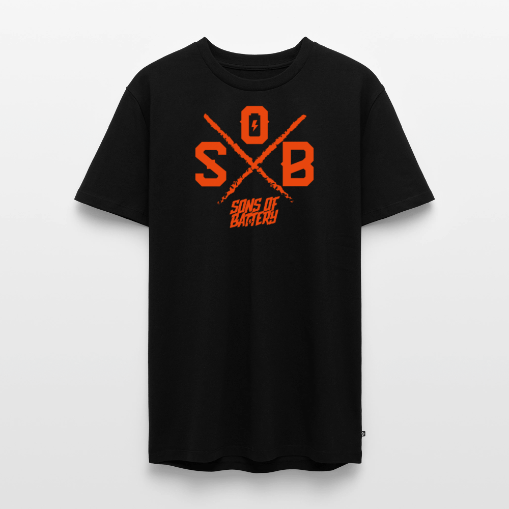 SPOD Männer Premium T-Shirt | Spreadshirt 812 SoB Cross - Neonorange Männer Premium T-Shirt E-Bike-Community