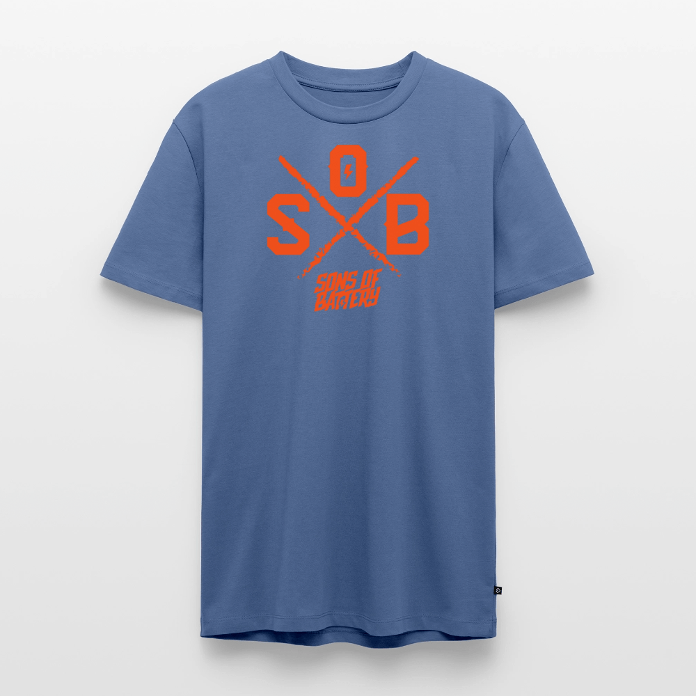 SPOD Männer Premium T-Shirt | Spreadshirt 812 SoB Cross - Neonorange Männer Premium T-Shirt E-Bike-Community