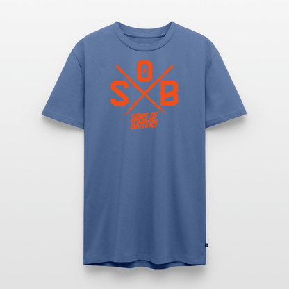 SPOD Männer Premium T-Shirt | Spreadshirt 812 SoB Cross - Neonorange Männer Premium T-Shirt E-Bike-Community