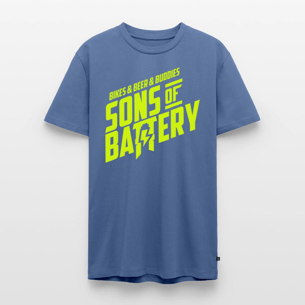 SPOD Männer Premium T-Shirt | Spreadshirt 812 Taubenblau / S 3B - BIKES BEER BUDDIES - Neongelb - SONS OF BATTERY Premium E-Bike-Community