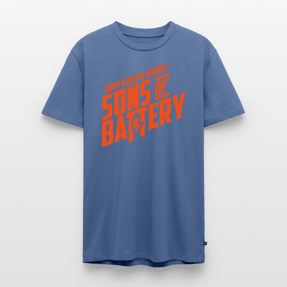 SPOD Männer Premium T-Shirt | Spreadshirt 812 Taubenblau / S Bike Beer & Buddies - Neonorange - Männer Premium T-Shirt E-Bike-Community
