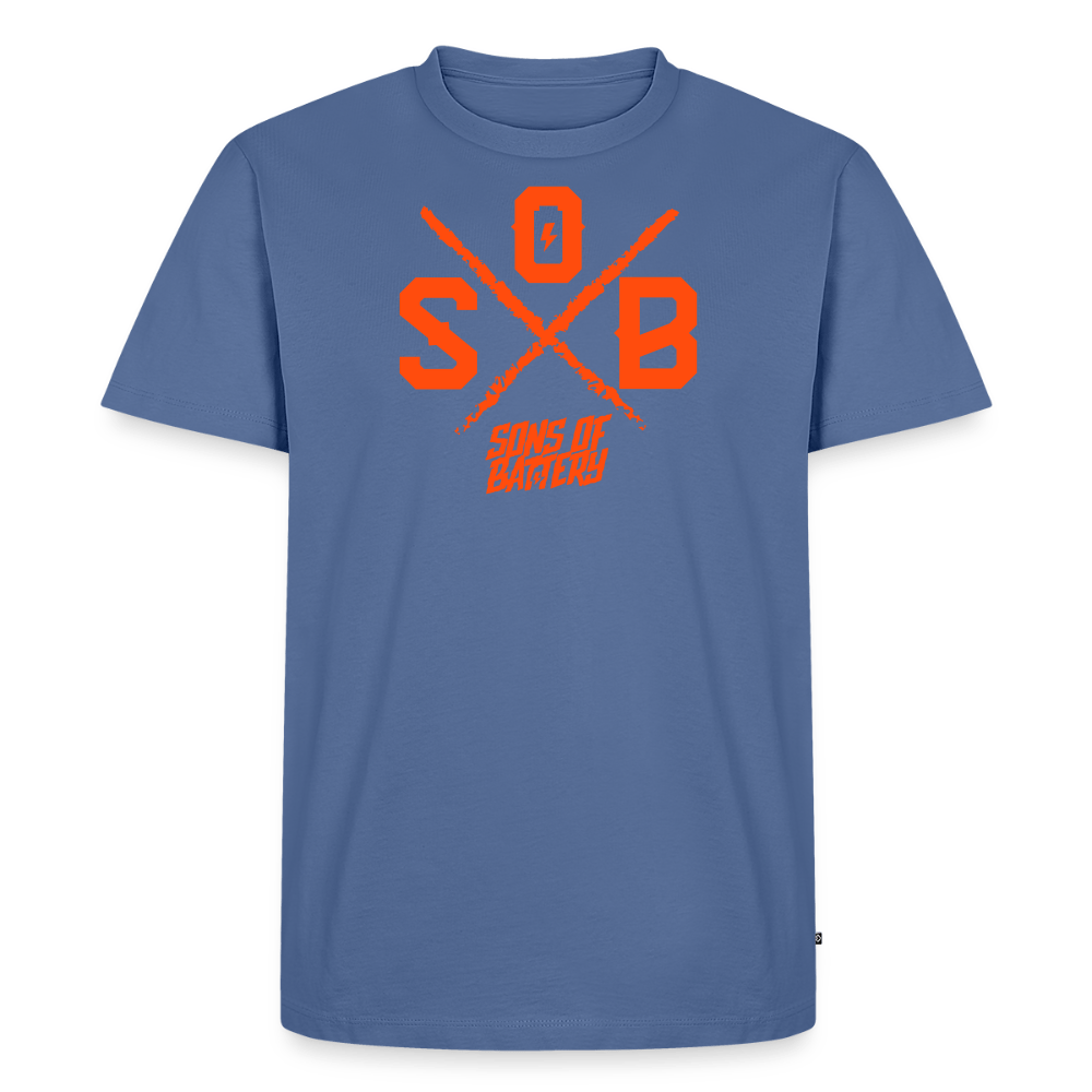 SPOD Männer Premium T-Shirt | Spreadshirt 812 Taubenblau / S SoB Cross - Neonorange Männer Premium T-Shirt E-Bike-Community