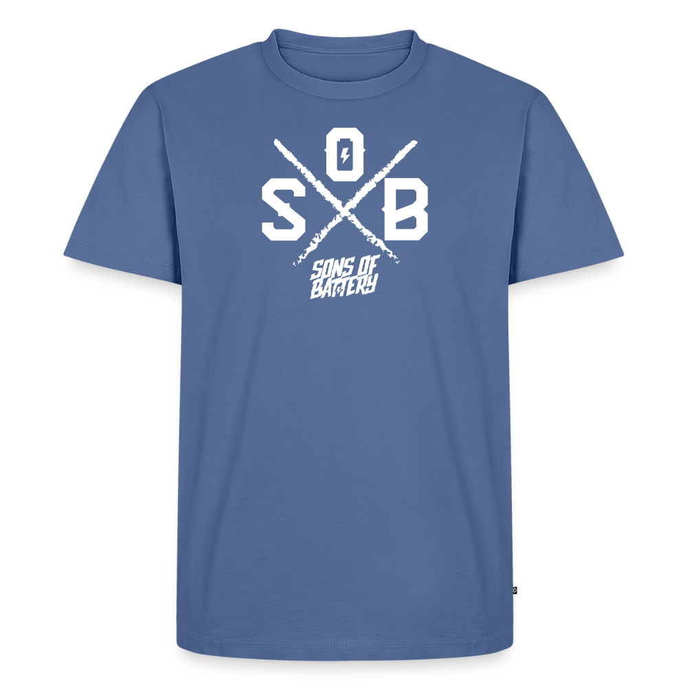 SPOD Männer Premium T-Shirt | Spreadshirt 812 Taubenblau / S Sons of Battery - Cross - Männer Premium T-Shirt E-Bike-Community