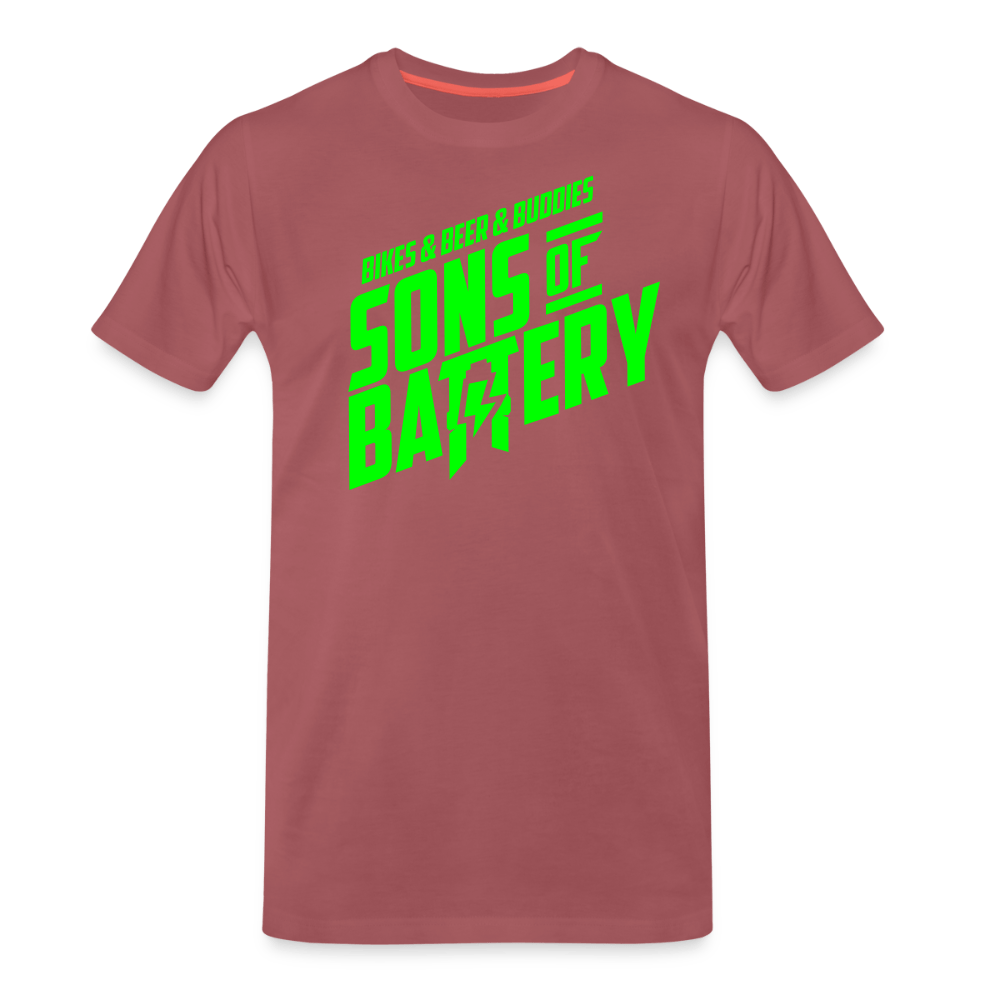 SPOD Männer Premium T-Shirt | Spreadshirt 812 washed Burgundy / S 3B - BIKES BEER BUDDIES - SONS OF BATTERYMänner Premium T-Shirt E-Bike-Community