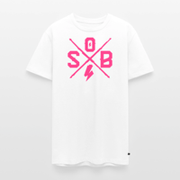SPOD Männer Premium T-Shirt | Spreadshirt 812 Weiß / S Cross - Neonpink - Männer Premium T-Shirt E-Bike-Community