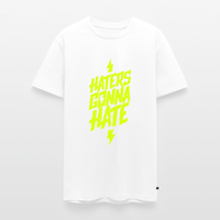 SPOD Männer Premium T-Shirt | Spreadshirt 812 Weiß / S Haters gonna Hate - Neongelb - Männer Premium T-Shirt E-Bike-Community
