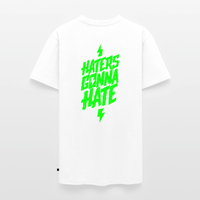SPOD Männer Premium T-Shirt | Spreadshirt 812 Weiß / S Haters gonna Hate - Neongrün - Männer Premium T-Shirt E-Bike-Community