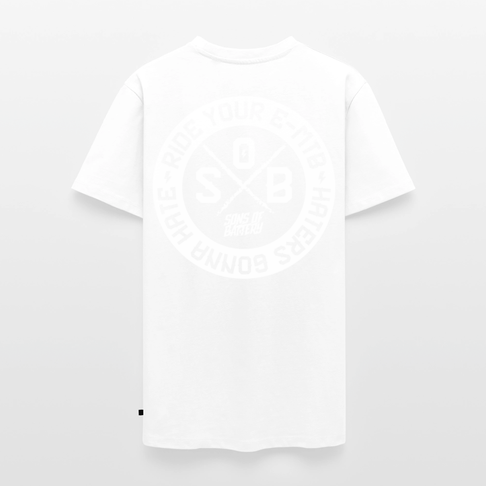 SPOD Männer Premium T-Shirt | Spreadshirt 812 Weiß / S "Haters" - SONS OF BATTERY - Männer Premium T-Shirt E-Bike-Community