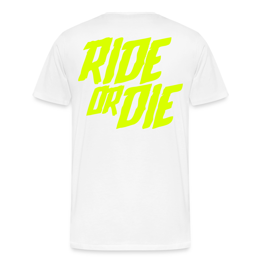 SPOD Männer Premium T-Shirt | Spreadshirt 812 weiß / S Ride or Die - Neongelb - Männer Premium T-Shirt E-Bike-Community