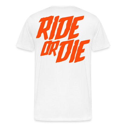 SPOD Männer Premium T-Shirt | Spreadshirt 812 weiß / S Ride or Die - Neonorange - Männer Premium T-Shirt E-Bike-Community