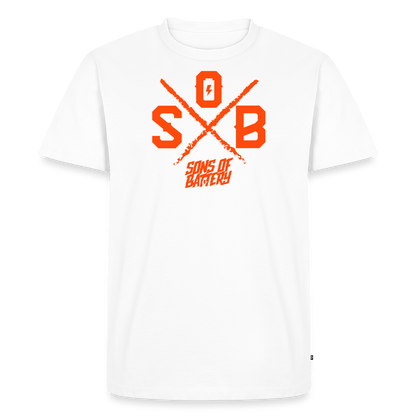 SPOD Männer Premium T-Shirt | Spreadshirt 812 Weiß / S SoB Cross - Neonorange Männer Premium T-Shirt E-Bike-Community