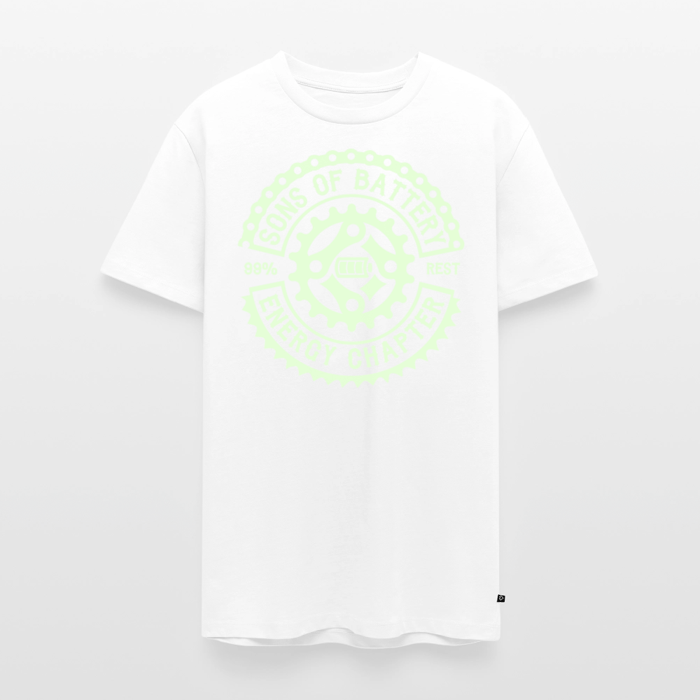 SPOD Männer Premium T-Shirt | Spreadshirt 812 Weiß / S Sons of Battery Rocker Classic - Glow in the Dark -Männer Premium T-Shirt E-Bike-Community