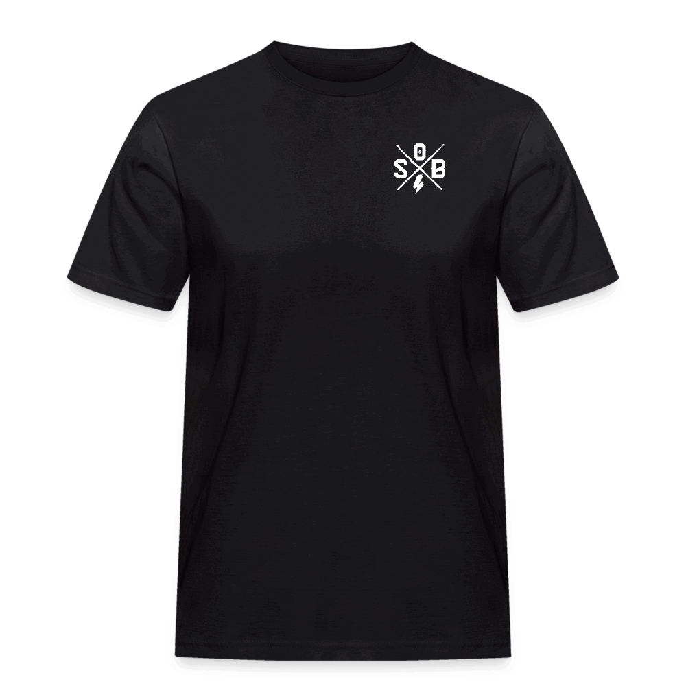 SPOD Männer Workwear T-Shirt Cross / Skullgang Grunge Logo -Front/ Back - Männer Workwear T-Shirt E-Bike-Community