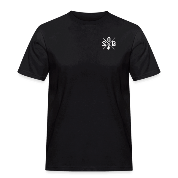 SPOD Männer Workwear T-Shirt Cross / Skullgang Grunge Logo -Front/ Back - Männer Workwear T-Shirt E-Bike-Community