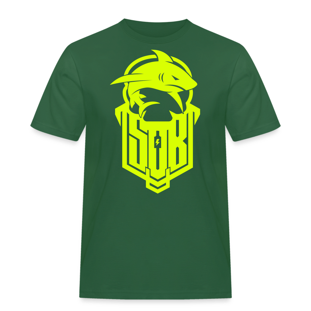 SPOD Männer Workwear T-Shirt Flaschengrün / S Hai Bike - Neongelb - Workwear T-Shirt E-Bike-Community