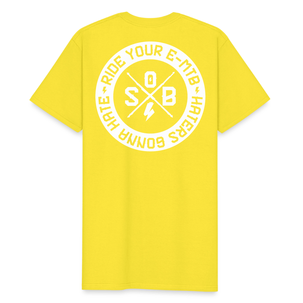 SPOD Männer Workwear T-Shirt Gelb / S Haters gonna Hate 25 - Männer Russell Athletic Shirt E-Bike-Community